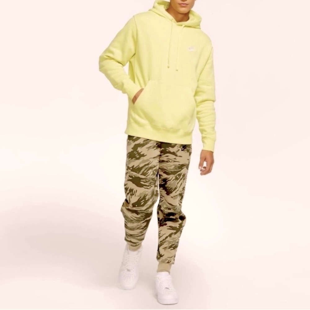 Nike Club Fleece Sportswear Tall Hoodie Sweatshirt in Limelight Yellow Green